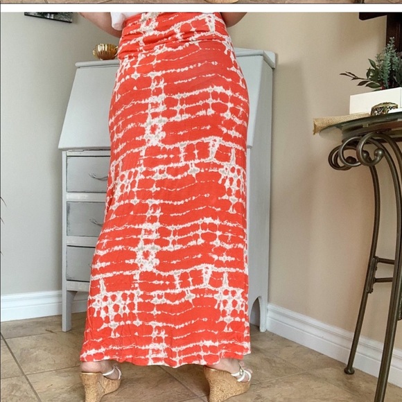 Loveappella Bohemian Orange Tie Dye Maxi Skirt Size S - Picture 4 of 8